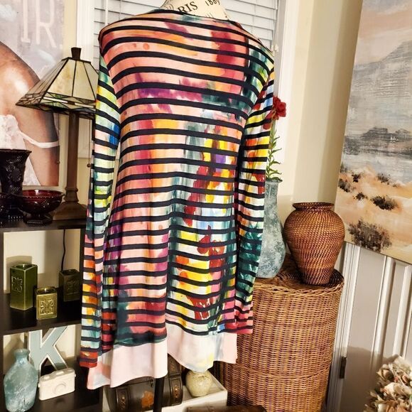 Desigual Striped Water Color Long Sleeve Tunic. - Picture 4 of 12